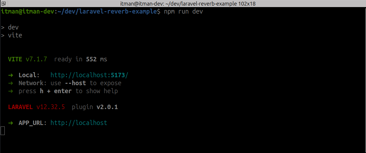اجرای پروژه لاراول run dev